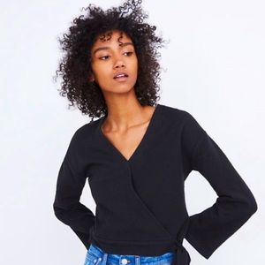 Madewell Black Wrap Top, L